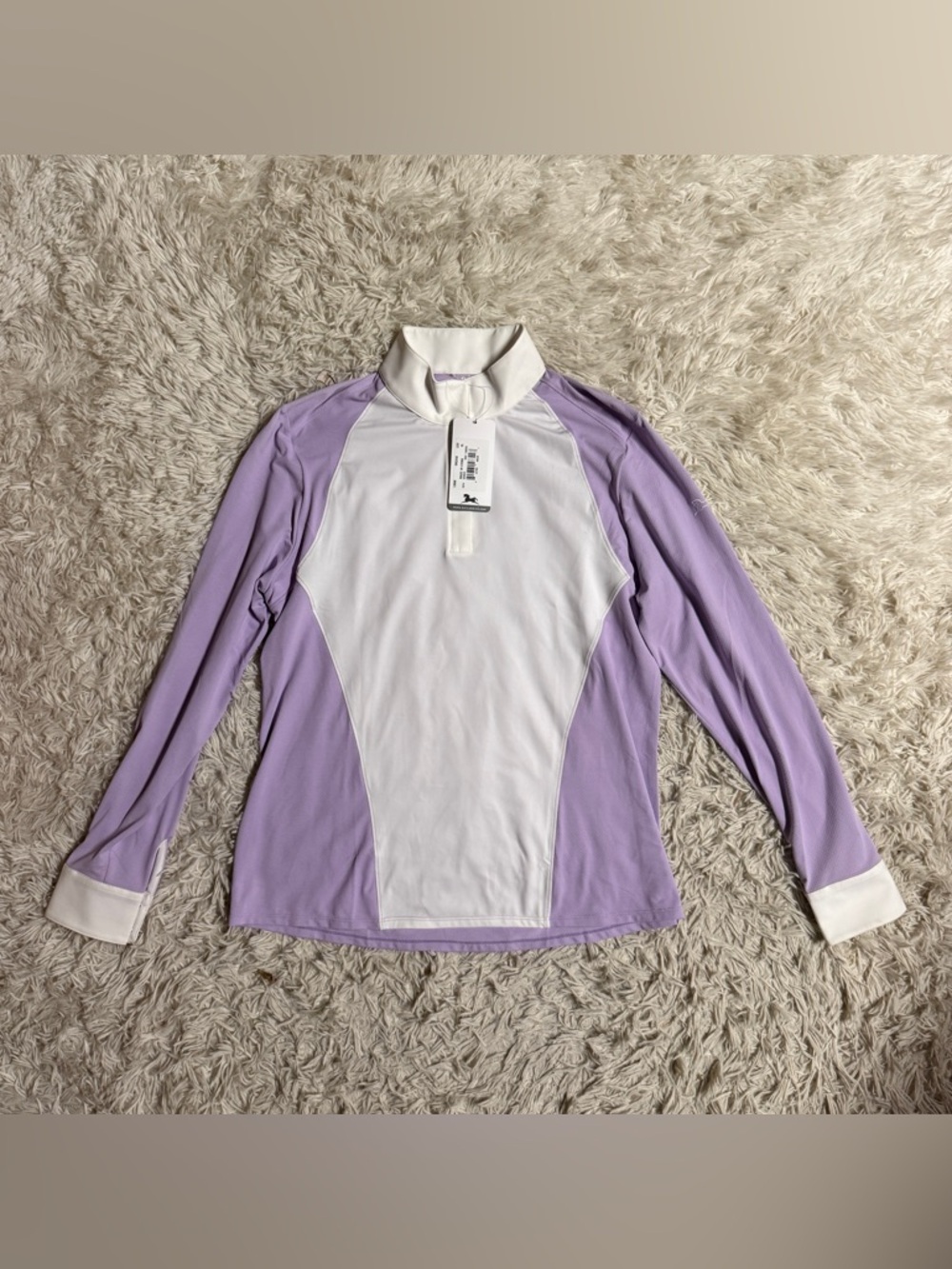 New Women’s XL White/Purple RJ Classics Long Sleeve Horseback Riding Show Shirt
